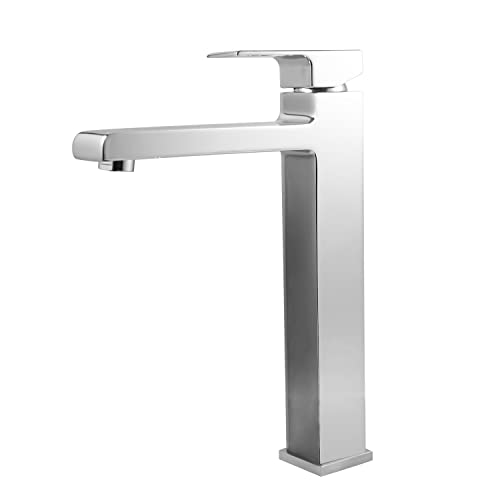 SOLVEX Robinet de Salle de Bain,Mitigeur Haut Lavabo Robinet Rectangulaire Monocommande,Chromé Mitigeur Carré Laiton,Eau Froide & Chaude...