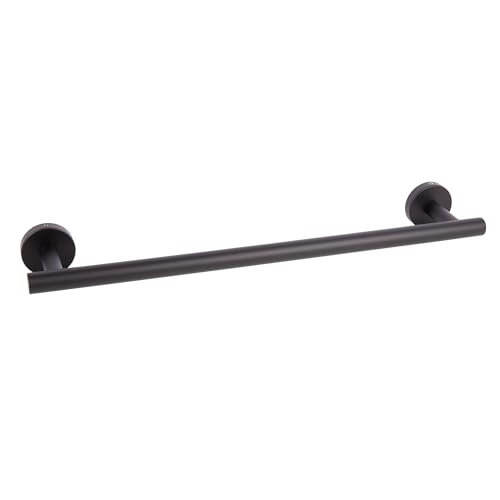 Cofan Toallero Negro Mate atornillado a Pared | Diseño Redondo Elegante | Material: Acero Inoxidable | Kit de fijación Incluido | Medidas: 45 x 8 x 5 cm