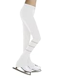 Xnihocha Mädchen Eiskunstlauf Hose Kinder Lang Tanz Strumpfhose Trainingshose Mit Strasse Rollschuhe Kleidung Weiß 134-140
