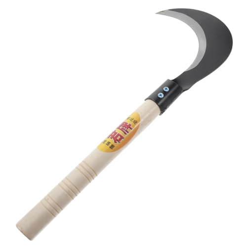 Wakauto Multipurpose Gardening Tool with Long Handle Durable Mower for Grass Vines and Branches Comfortable Slip Wooden Grip for Outdoor Gardening Tasks