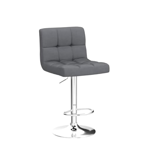 Image of Yaheetech Bar Stools Set of 4, Velvet Fabric Swivel Barstools, Height Adjustable Counter Chairs, Modern Stools with Back for Bar Kitchen Island Dining Room, Dark Grey