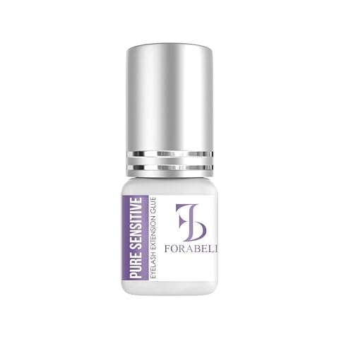 Pure Sensitive Eyelash Extension Glue - Forabeli 5ml / 7-8 Sec Drying time/Retention 3-4 Weeks/Black Adhesive for Semi-Permanent Extensions/No Fume/No Irritation/Professional Lash Supplies Cover