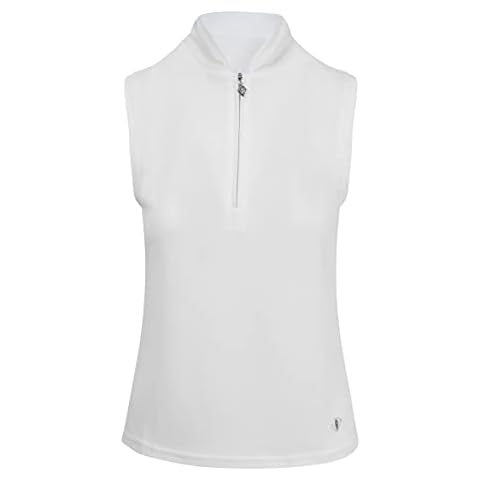 Pure Golf - Bloom Cap Sleeve Polo Shirt | Women's Golf Polo Shirt | Comfortable Stretch Material | Diamond Shaped Zipper (White, Extra Large) Cover