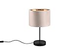 lightling Modern Tischlampe Julia mit Schnurschalter, Schirm aus Samt, Indoor, exkl.1 x E27 max. 40W, Ø 30 cm, Höhe 20 cm, Metall, Beige
