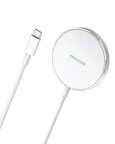 Innostyle Magease Cargador Inalámbrico de Inducción 15w para, Carga Rápida y Segura, Diseño Compacto, Hogar Y Oficina, Compatible con Múltiples Modelos de (Blanco)