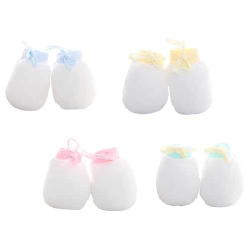 GALPADA 4 Pairs Newborn Mittens No Scratch Cotton Gloves Warm Winter Thermal Mittens Random Color