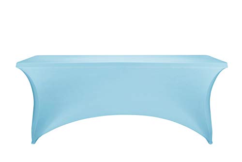 Image of FORLIFE 2Pack Spandex Table Covers,Fitted Tablecloth for Rectangular Tables, Stretch Patio Table Covers, Universal Spandex Table Cover for Wedding, Banquet, Party (8ft, Blue Mist)