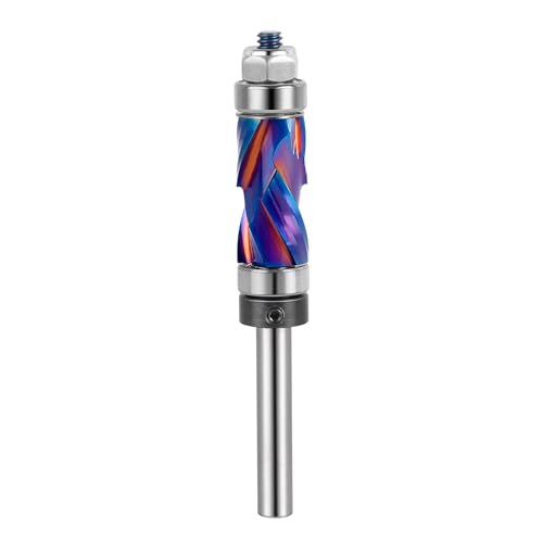 SpeTool Coated Flush Trim Router Bit 1/4 Shank with Top &amp; Bottom Bearing, 1/2 Inch Cutting Dia