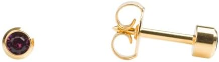 STUDEX Regular Size 24kt. Gold-Plated 3mm Bezel Birthstone Ear Piercing Studs, Crystal Assortment, 12 Pairs - Image 4