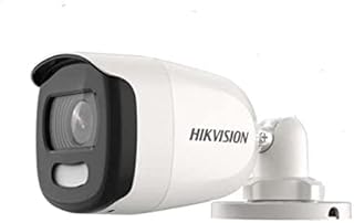 HIKVISION EVteQ CCTV ColorVu 5 MP Fixed Mini Bullet Camera One Port for 4 switchable Signals (TVI/AHD/CVI/CVBS) with Built-in mic (5MP, DS-2CE10HFT-F) Wireless White