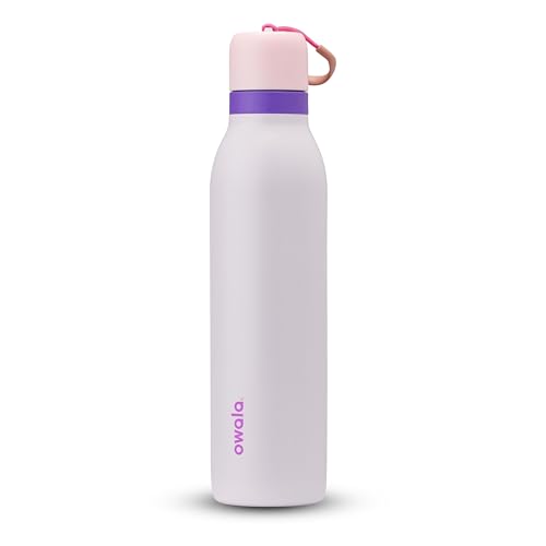 Image of Owala FreeSip Twist Insulated Stainless Steel Water Bottle with Straw for Sports and Travel, BPA-Free, 24-oz, Pink /Purple (Dreamy Field)