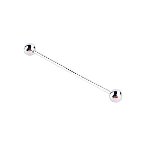 VIFERR Tie-Pins 2 Pcs Men Silver Plated Tone Steel Collar Tie Pin Stud Barbell Bar Clip Clasp Brooch 6CM Cover
