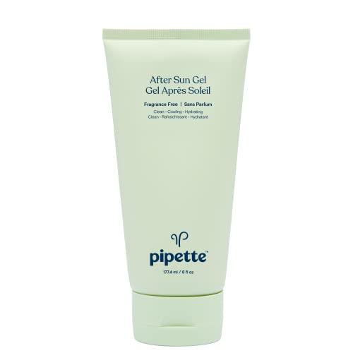 Image of Pipette After Sun Gel - Cooling Moisturizing After Sun Care for Face and Body, Aloe Vera Gel with Squalane and Plant-Derived Ingredients, Sun Relief Skin Care, Fragrance-Free 6 oz