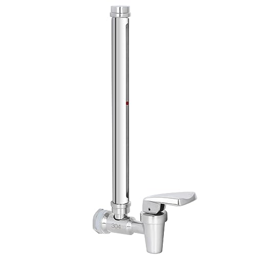 Amwater 304 Stainless Steel Sight Glass Spigot Compatible with Universal Gravity-Fed Water Filtration Systems Clear Water Level View Stainless Steel Handle