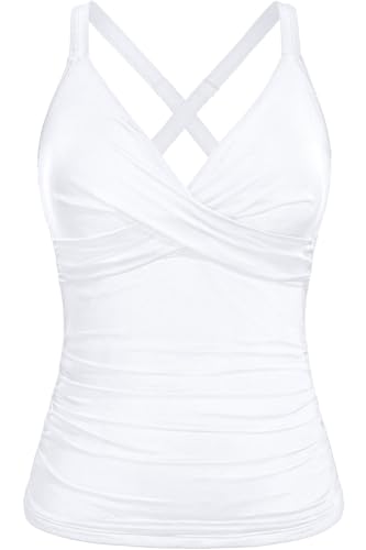Image of Women Underwire Tankini Top Only - Twist Front V Neck Bathing Suit Swim Top Tummy Control Cross Swimsuit 2026