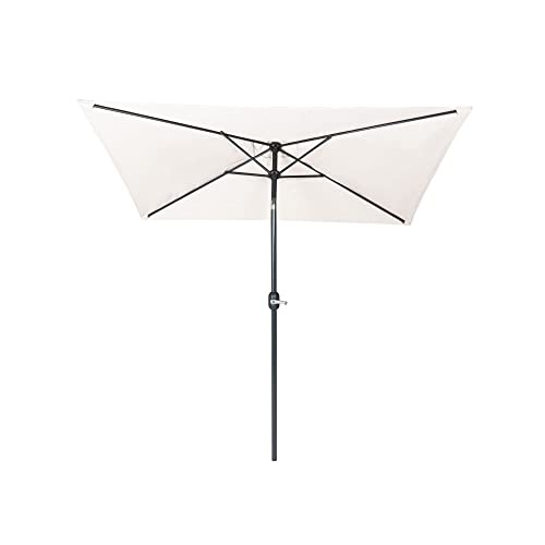 paramondo parajuna Sonnenschirm Kurbelschirm Knickbar, Stabiler Stahlmast, wasserabweisende Bespannung, Rechteckig, 2,3 x 1,3 m, Weiß