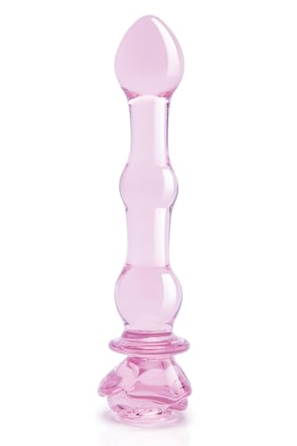 Dream Toys Glaze Glass Rosebud Beaded Dildo Pink 20 cm