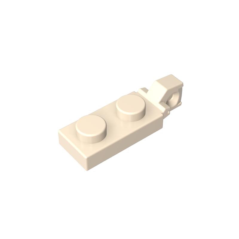 Gobricks 44301 Hinge Plate Hinge Plate 1x2 Locking with 1 Finger On End, Without Groove 50 Pieces GDS-820 Compatible with Lego Building Blocks Color:White (yellowish) — image 1