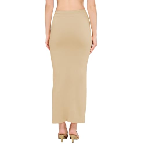 Image of DESI GIRL Cotton Lycra Stretchable Saree Shapewear Petticoat with Drawstring for Women | Fishcut Saree Petticoat with Side Slit for Easy Movement | Saree Shaper | Long inskirt