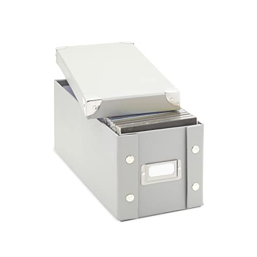 Okuna Outpost 2 Pack Cd Storage Boxes, Decorative Dvd Holder Cases With Lids (5.5 X 5.25 X 13 In, Gray) #TOP5