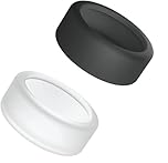 SNMYGS 2 Pcs Ring Protector Gym, Silicone Ring Protective Cover, Anti-Scratch Elastic Case Finger Wrapper, Silicone Covers Protectors for Oura Rings for Women and Men (White, Black)