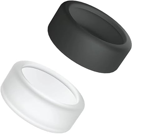 SNMYGS 2 Pcs Ring Protector Gym, Silicone Ring Protective Cover, Anti-Scratch Elastic Case Finger Wrapper, Silicone Covers Protectors for Oura Rings for Women and Men (White, Black)