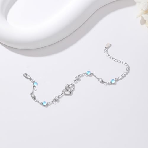 Image of Anklet for Women 925 Sterling Silver Double Infinity Ankle Bracelet Waterproof Summer Jewelry Anniversary Birthday Gifts for Her
