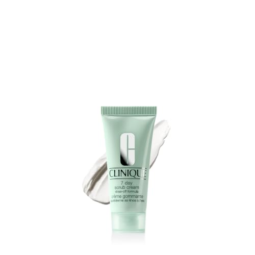 Clinique 7 Day Daily Gentle Face Exfoliator Lightweight Scrub Cream For All Skin Types | Mild Face Scrub With Silica | Exfoliating + Refining, Mini Travel Size, 0.5 Fl Oz