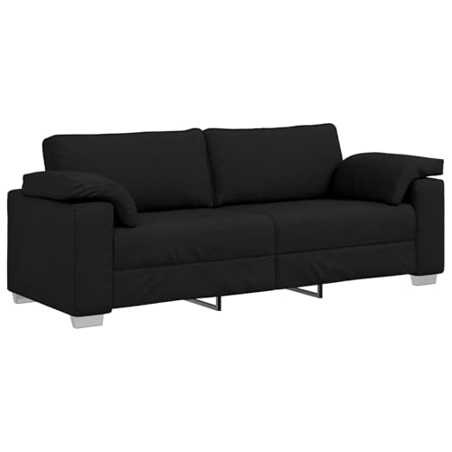 Yunovire Sofá moderno de 3 plazas negro, 219 x 77 x 82 cm, funda de tela, marco de metal, transpirable, duradero, para salón, cómodo sofá para adultos