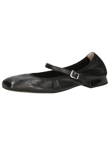 CAPRICE Ballerines Femme en Cuir avec Bride, Noir (Black Deer), 41 EU