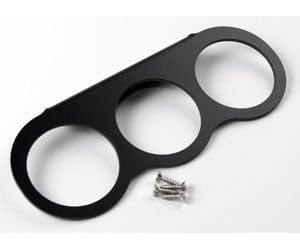 JEGS Aluminum Gauge Panel | Black Powder Coat Finish | Made in USA | 3 Holes | for 2-1/16'' Diameter Gauges | Includes Stainless Mounting Hardware