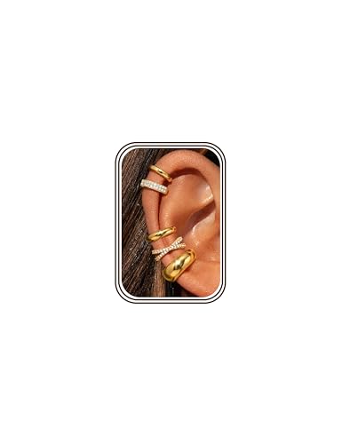 MILACOLATO 5 Pares Ear Cuff Pendientes Oreja Sin Agujero Ajustable Pendientes Clip Oro/Plata Hipoalergénicos Falsos Piercing Oreja Cartílago Helix Ear Cuff Joyas sin Agujeros-BG