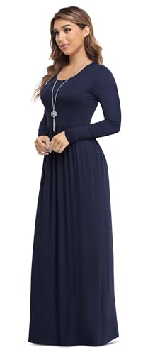 Image of VIISHOW Women's Long Sleeve Loose Plain Maxi Dresses Casual Long Dresses with Pockets