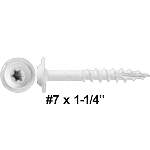 Tornillos Autorroscantes Jake Sales 7 x 1-1/4 pulg Cabeza Redondeada Torx Blanco Pack 222 piezas miniatura 2