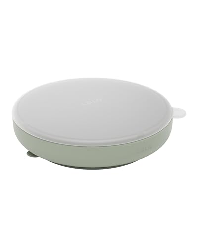 Lalo Suction Plate with Lid, Silicone Divider Baby Plate, Dishwasher Safe
