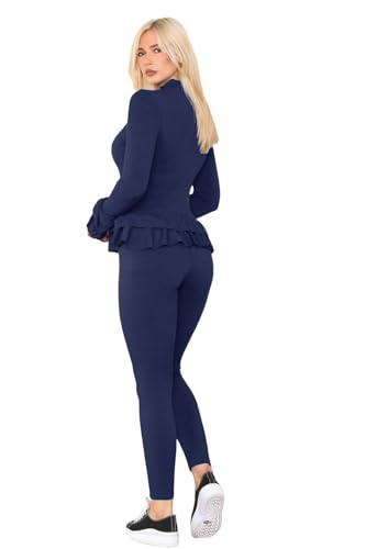 Ensemble peplum frill co ords avec boutons dorés et mailles côtelées - 2