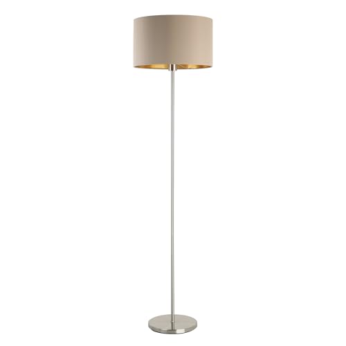 Lámpara de pie de una luz casquillo E27 con pantalla textil redonda topo 2