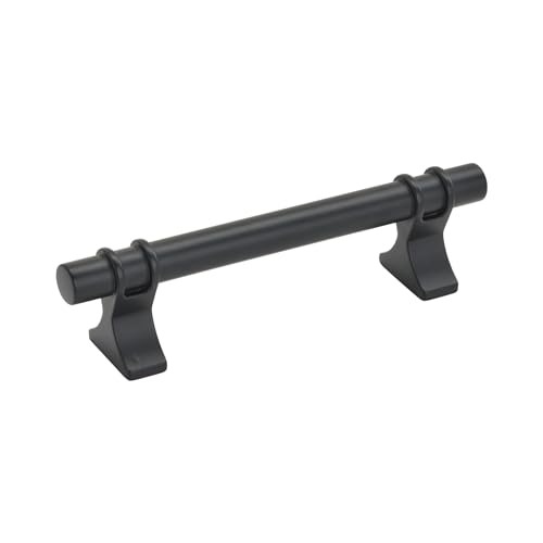 Image of Amerock | Cabinet Pull | Matte Black | 3-3 /4 inch (96 mm) Center to Center | Davenport | 1 Pack | Drawer Pull | Drawer Handle | Cabinet Hardware