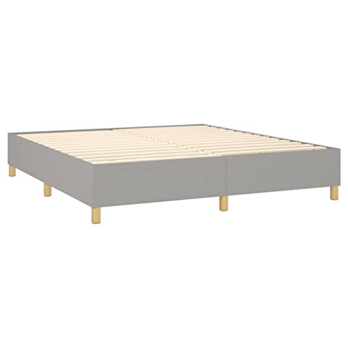 Frdhee Plattform Bettgestell Bettrahmen Funktionsbett,Boxspringbett mit Matratze Hellgrau 180x200 cm Stoff,Vielseitig Einsetzbar,Geeignet Für Schlafzimmer,Gästezimmer Und Hotels – Bild 6