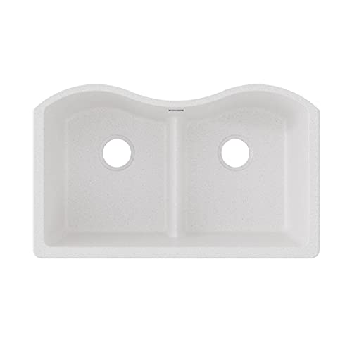 Hottest Sale Elkay ELGULB3322WH0 Quartz Classic Equal Double Bowl Undermount Sink with Aqua Divide, White