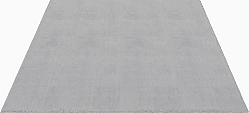 the carpet Relax Moderner Flauschiger Kurzflor Teppich, Anti-Rutsch Unterseite, Waschbar bis 30 Grad, Super Soft, Felloptik, Grau, 80 x 150 cm