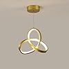 YLTLINK Modern Ring Led Ljuskrona, 20W Clover Shape Rund Ljuskrona, Dimbar 3000K ~ 6500K Nordic taklampa för vardagsrum kök ö, 3 färger Höjd Justerbar Ljus (Golden)-1 st #1