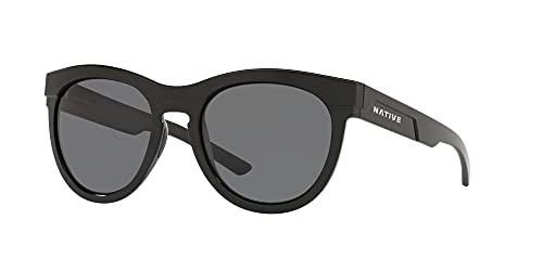 Native Eyewear Women s La Reina Polarized Round Sunglasses, Shiny Black Gray, 47 mm
