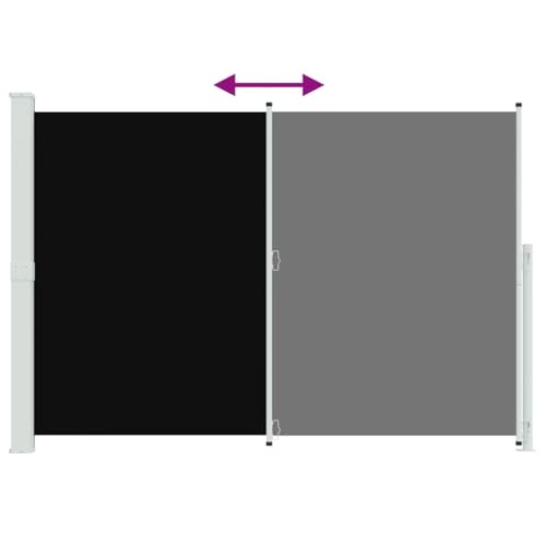 Store latéral imperméable 200x300 cm noir rétractable avec coffre en acier stable - 7