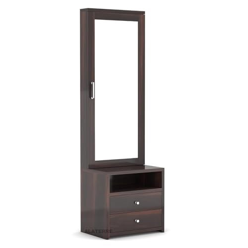 Image of ALATERRE Sheesham Wood Dressing Table with 2 Drawer Storage for Living Room Bedroom Wooden Vanities (Walnut Finish)