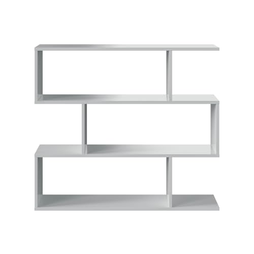 Habitdesign Estantería Librería Baja, Modelo Athena, Acabado Blanco Brillo, Medidas: 97 cm (Alto) x 110 cm (Ancho) x 24 cm (Fondo)