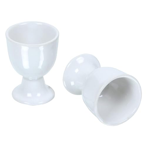 Image of Qimacplus Elevate Your Breakfast Experience Soft Boiled Egg Holder Set Stylish Ceramic Egg Cups Perfect Housewarming Gift Set of 2 (White)