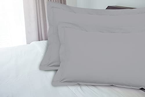 Royale Linens Pillow Shams 2 Pack Queen Size 20X30 Inch - Brushed 1800 Microfiber - Bed Pillow Shams, Wrinkle & Fade Resistant Super Soft And Cozy - Envelope Closure - Oxford Pillowcase (Queen,Silver) #TOP3
