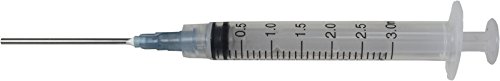 Duda Energy SyringeBox003 Industrial Syringes with 15G x 1-1/2" Blunt Tip Fill Needle and Plastic Cover, 3 mL (Pack of 100)