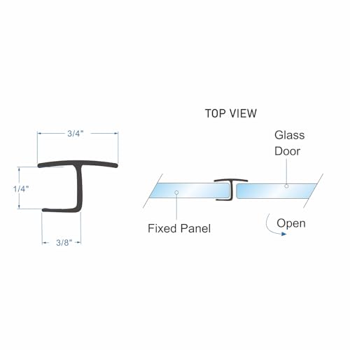 Flexible1/4 Shower Door Side Seal Strip 100 Inch Shower Glass Door Side Sweep for Frameless Glass Door,Silicone